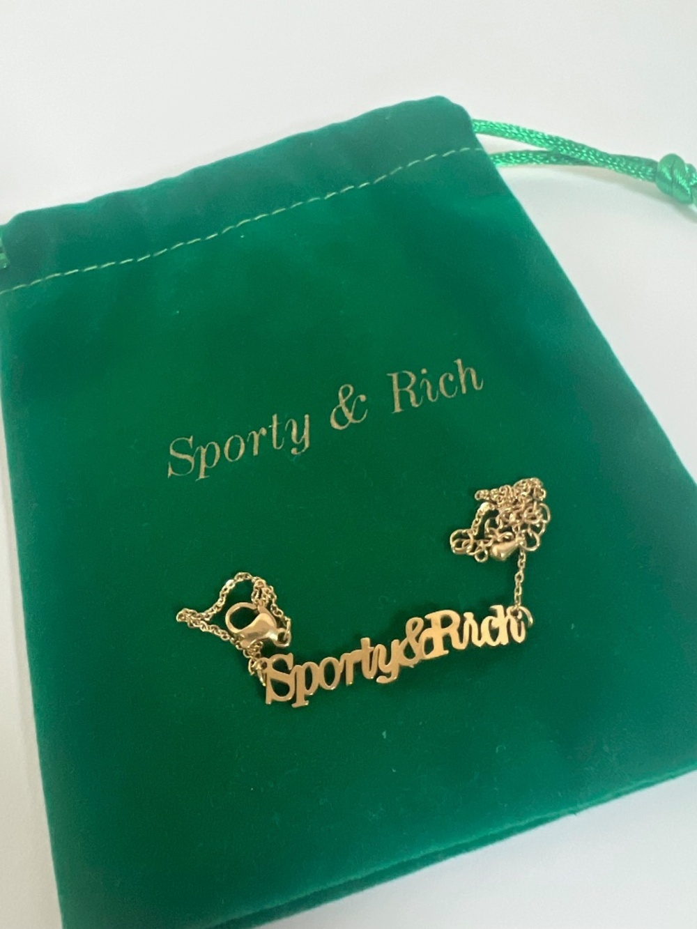 Sporty & Rich gold classic logo anklet